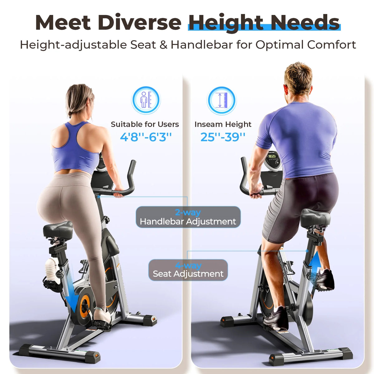 YOSUDA Exercise Bike Stationary Indoor Cycling Bike for Home 300 lb Weight Capacity, Comfortable Seat Cushion and LCD Monitor