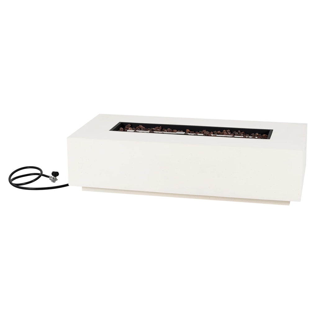 Christopher Knight Home Modern Outdoor 56" Rectangular Propane Fire Pit, 50, 000 BTU, White MGO, (No Tank Cover)