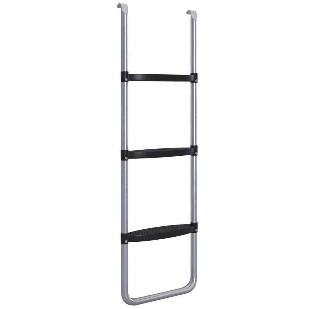 SPORTNOW Trampolinleiter mit 3 oder 2 Stufen horizontalen breiten Tritten, universellem Haken, Tragfähigkeit 120 kg, 110 x 32 cm Silber