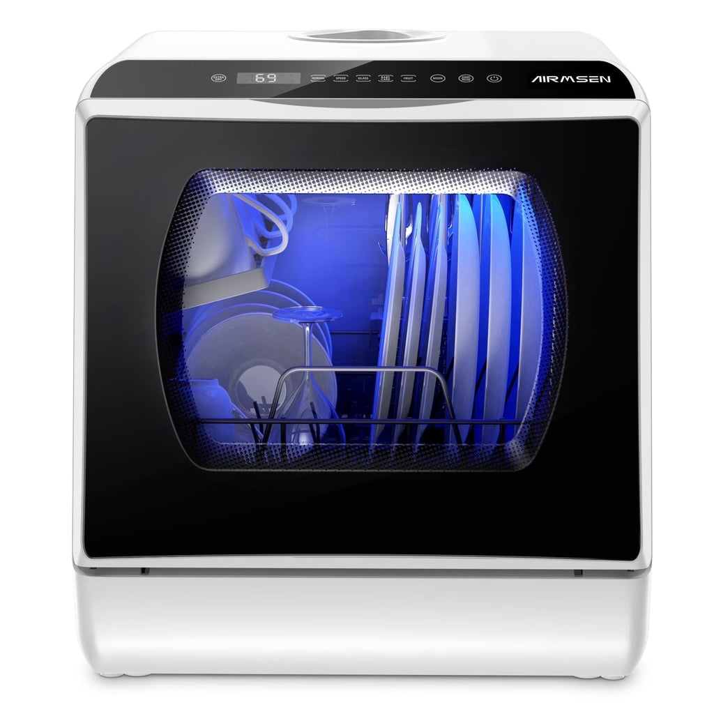 AIRMSEN Portable Countertop Dishwasher with 5 - Liter Built - in Water Tank and Air - Dry Function, 5 Washing Programs Mini Dishwasher, AE - TDQR03