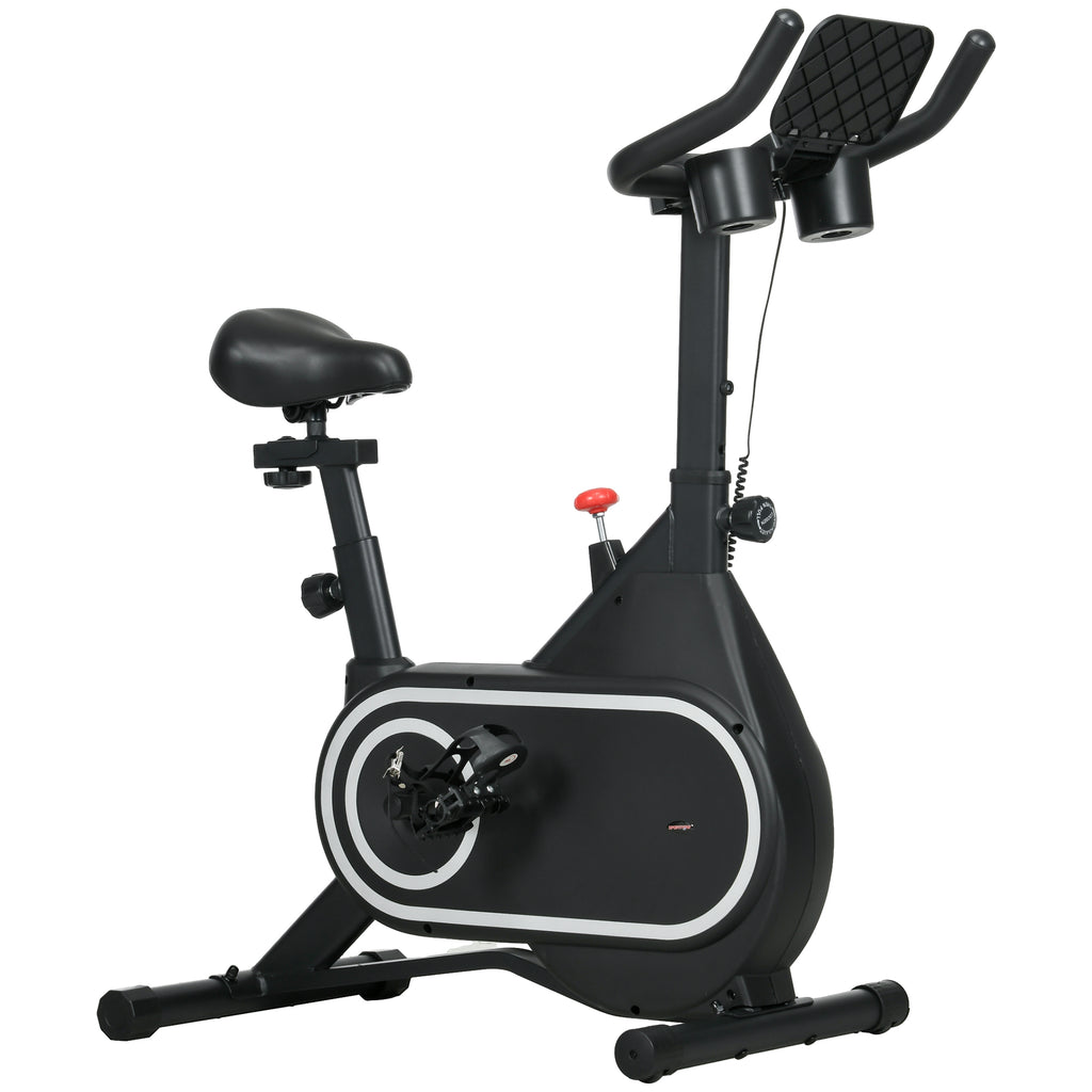 SPORTNOW Heimfahrrad leises Schwungrad LCD-Display verstellbarer Lenker und Sitz Tabletthalter Flaschenhalter aus Stahl