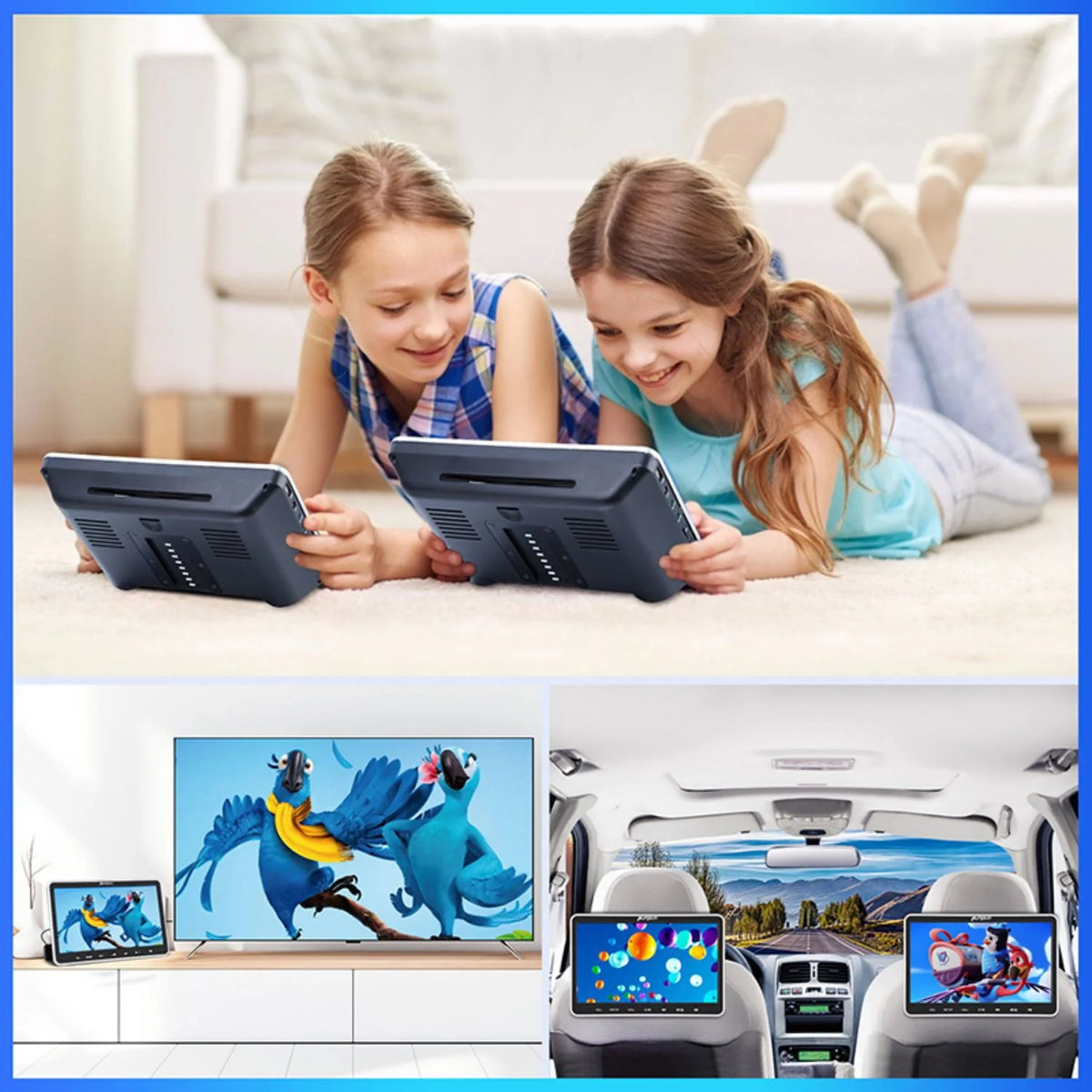 Pumpkin 10.1?dual Headrest DVD Players for Car with Headphones, 2 Mount Brackets HDMI Input Region Free Last Memory