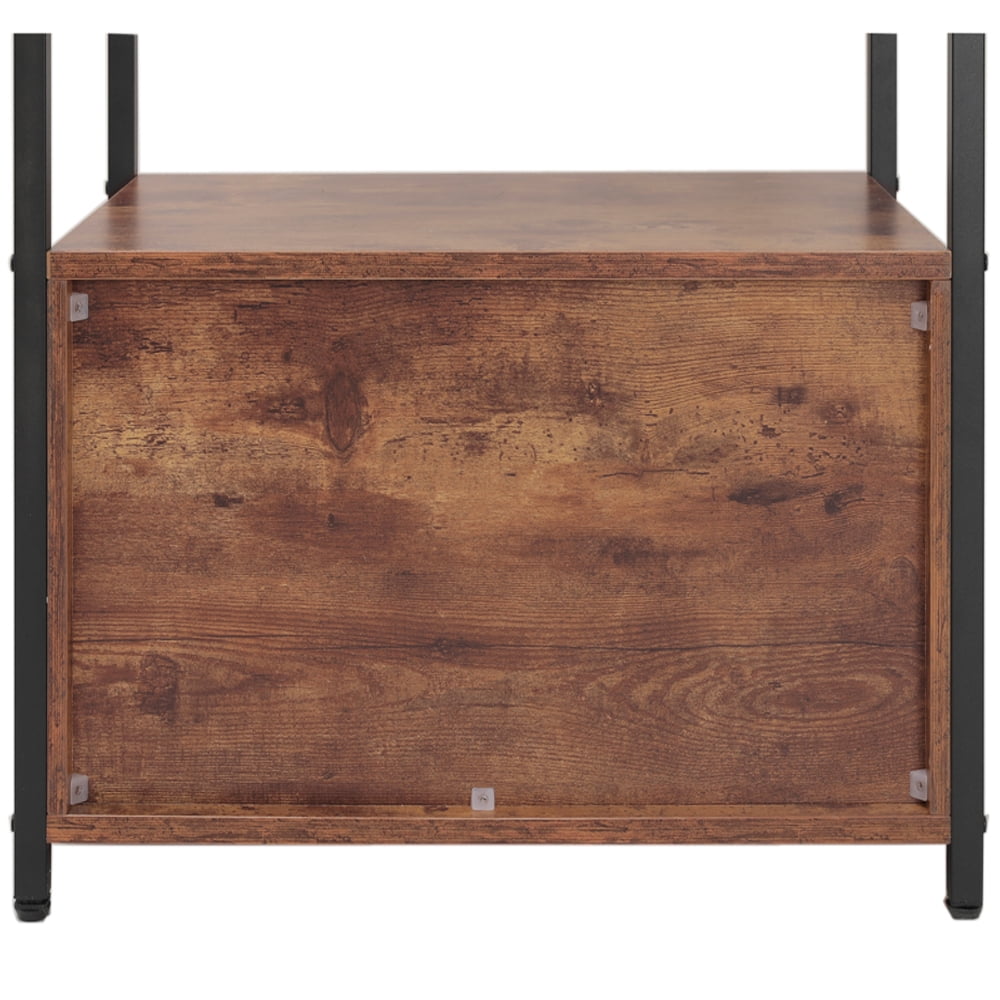 Kitchen Baker's Rack with Storage and 8 Hooks. 4 Tier Microwave Stand with Cabinet. Coffee Bar Station for Small Space. Rustic Brown