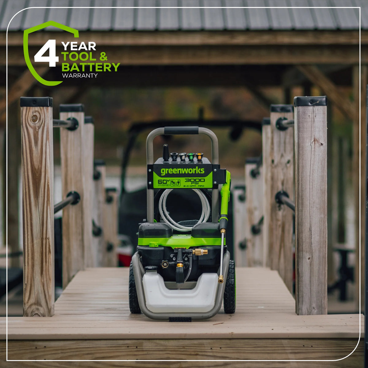 Greenworks Hybrid 60V 3000 MAX PSI at 2.0 GPM MAX Electric Pressure Washer + (2) 5.0ah Batteries & Dual - Port Charger 5128202