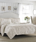 Laura Ashley Amberley Pastel Grey Full/Queen Quilt Set