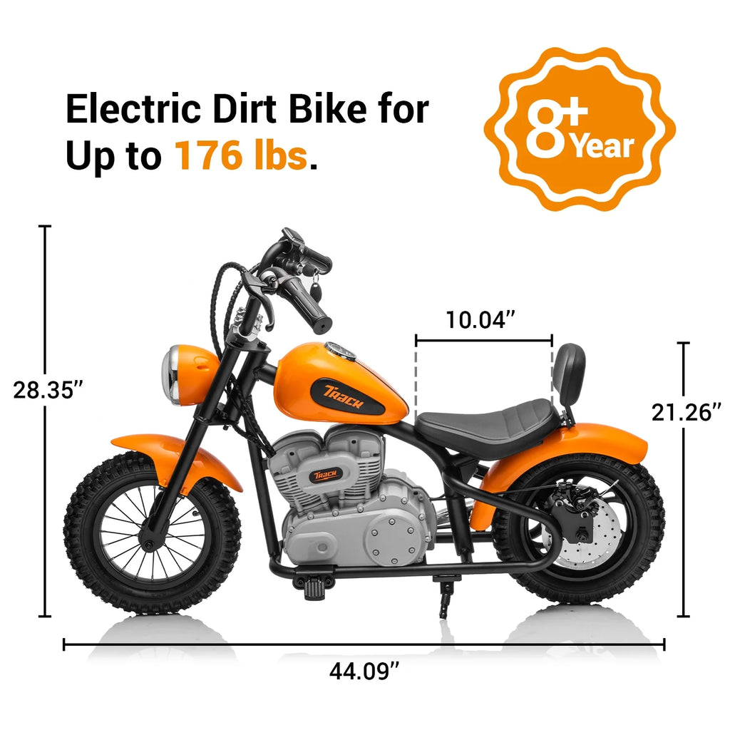 Track 7 36V Electric Dirt Bike for Kids, 350W Ride on Motorcycle with Twist Grip Throttle, Hand - Operated Brakes, Key Start, Off - Road Motocross Speed up to 15 Mph, Age 8+, White