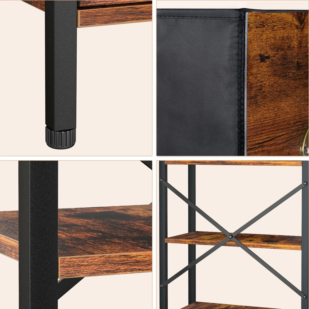 BEHOST 6 Shelf Bookcase, 70in Tall Bookshelf with 2 Drawers, Set of 1, Rustic Brown