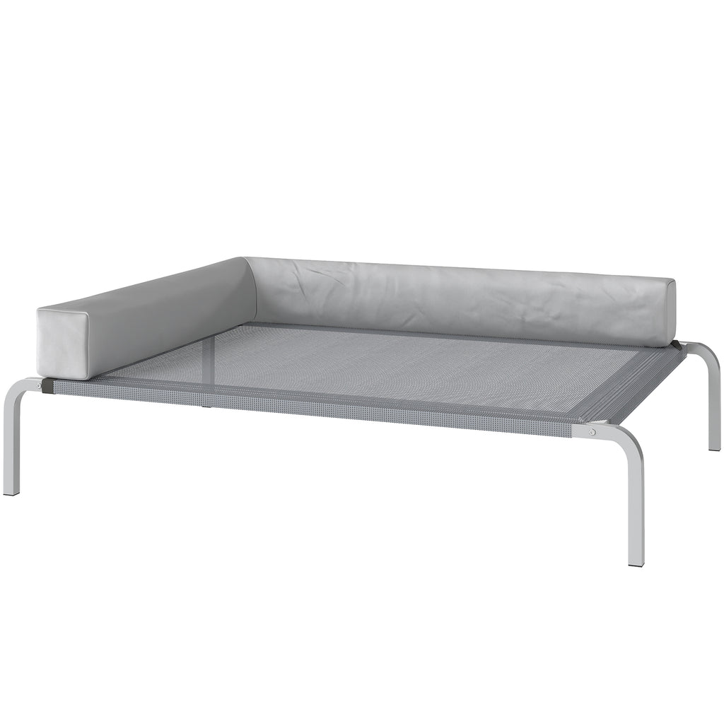 PawHut Hundeliege Outdoor, Erhöhtes Hundebett für Mittelgroße Hunde, mit L-förmige Kissen 110x75x30cm, Hellgrau