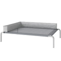PawHut Hundeliege Outdoor, Erhöhtes Hundebett für Mittelgroße Hunde, mit L-förmige Kissen 110x75x30cm, Hellgrau