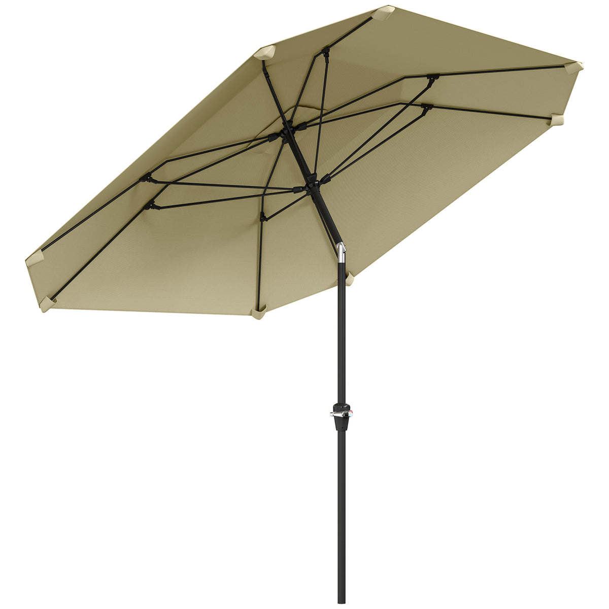 Outsunny 2,3 m Sonnenschirm ohne Basis, Verstellbarer Terrassenschirm mit Kurbel, Polyester, Aluminium, Fiberglas, Beige