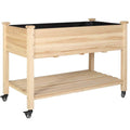 VEIKOUS 47 in. x 23 in. x 33 in. Wooden Raised Garden Bed with Lockable Wheels, Liner