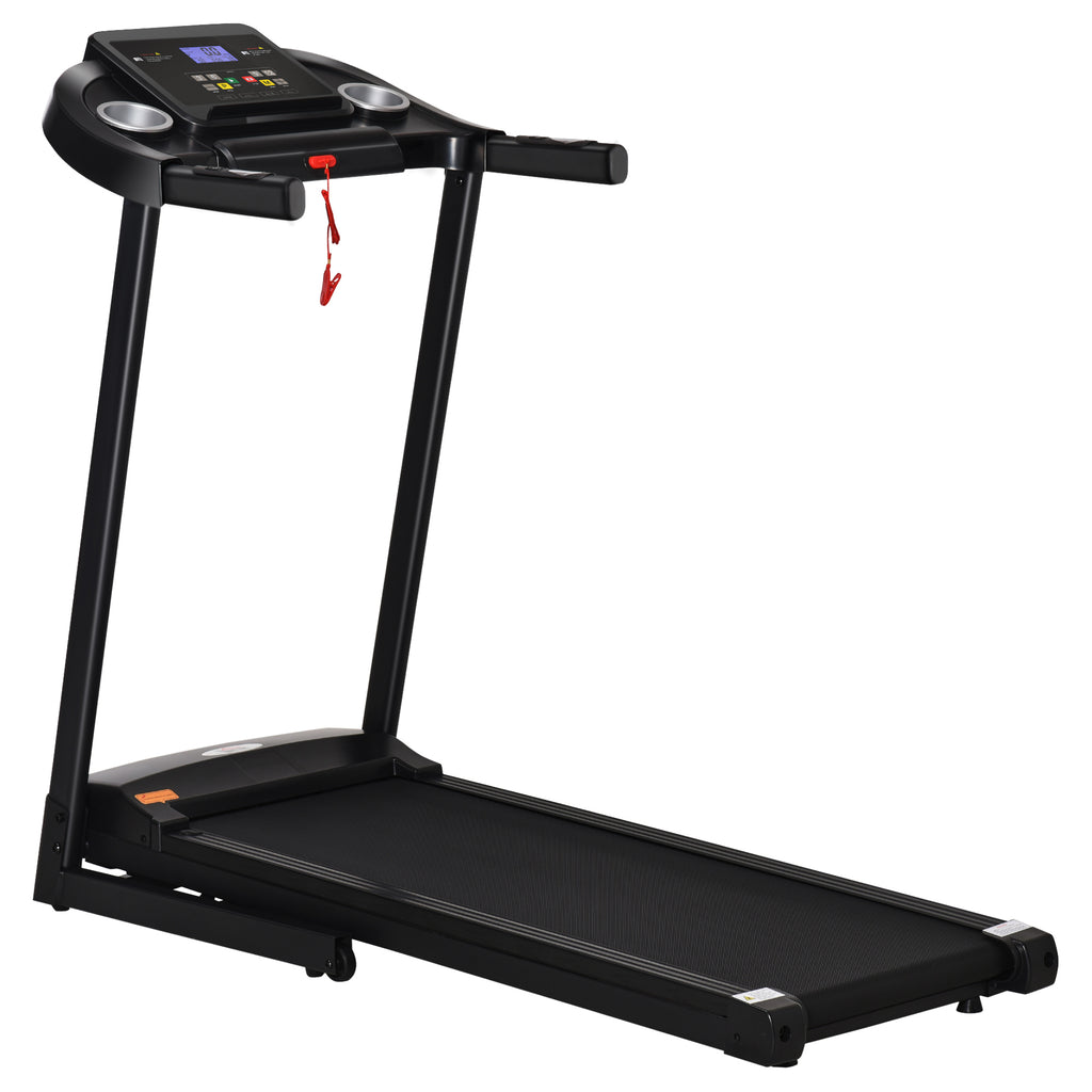 HOMCOM Laufband Klappbar elektrisch 500 W 1-12 km/h LED-Display Getränkehalter und Handyhalterung sehr gut geeignet für Home Gym Indoor Fitness Schwarz 134 x 60 x 118 cm
