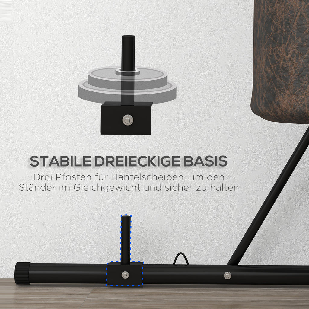 SPORTNOW Boxsackständer, Boxsackhalterung, höhenverstellbar, freistehend, klappbar, Stahl, 170 x 90 x 225 cm, schwarz