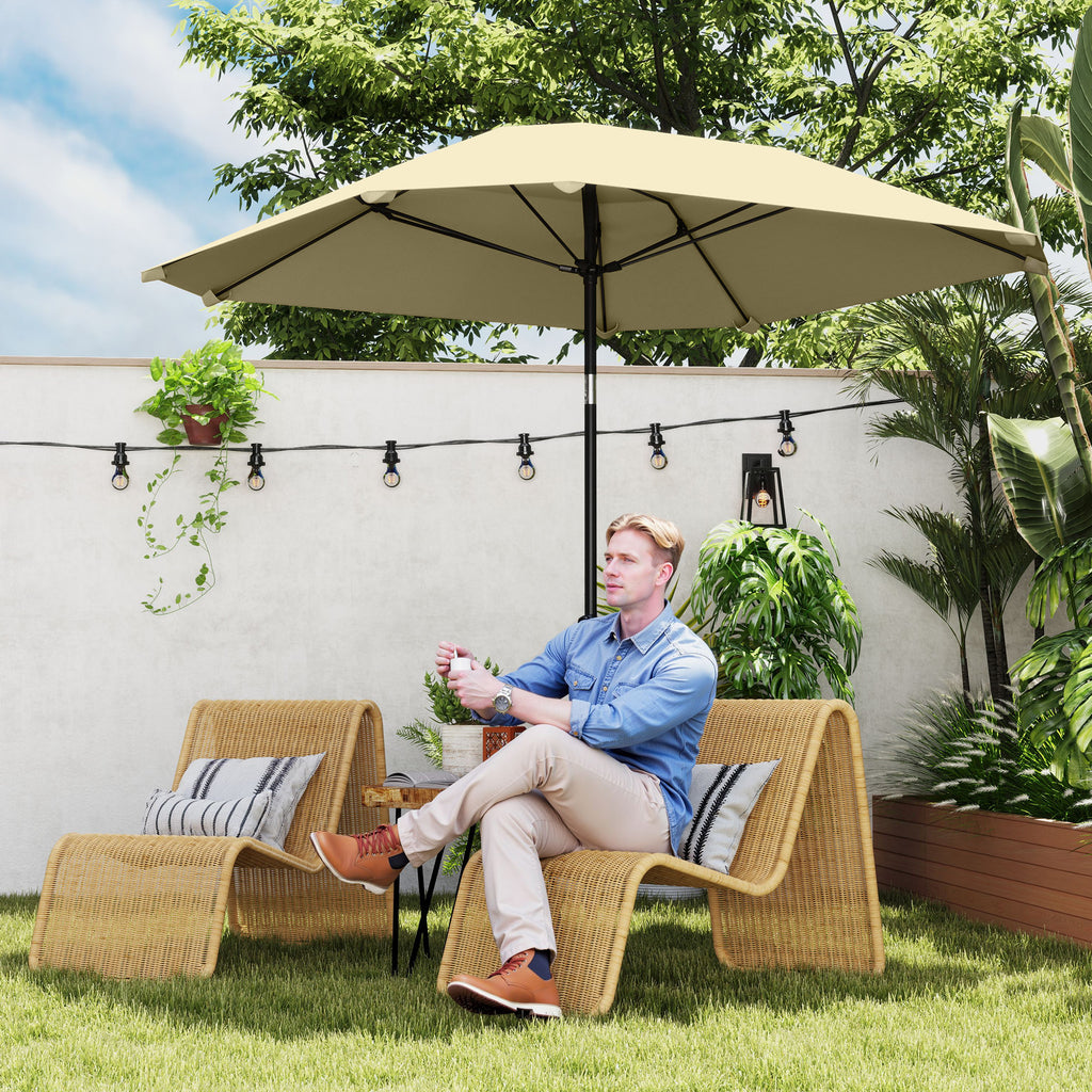 Outsunny 2,3 m Sonnenschirm ohne Basis, Verstellbarer Terrassenschirm mit Kurbel, Polyester, Aluminium, Fiberglas, Beige