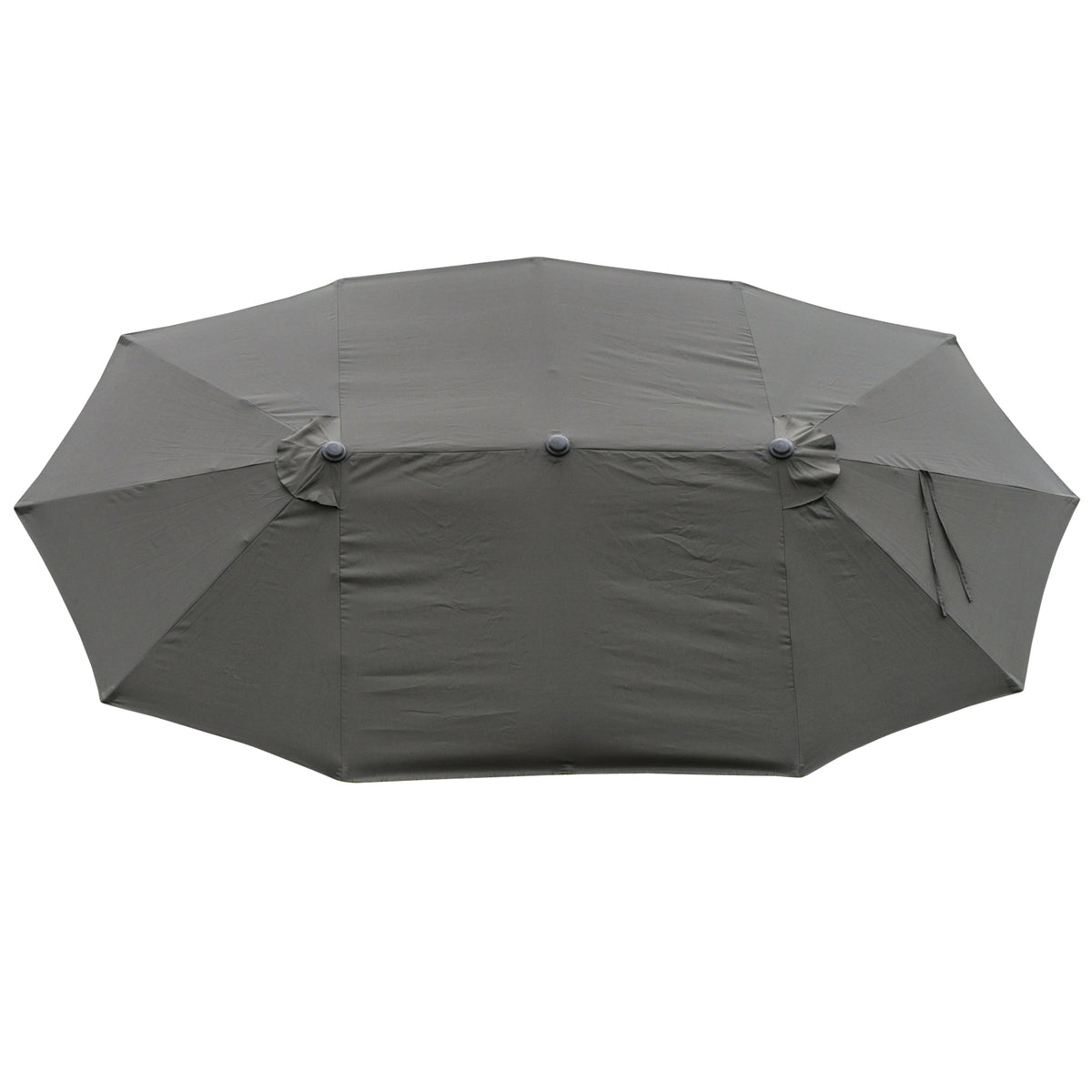 Outsunny Sonnenschirm Gartenschirm Marktschirm Doppelsonnenschirm Terrassenschirm mit Schirmständer Handkurbel Dunkelgrau Oval 460 x 270 x 240 cm