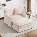 Muumblus Oversized Lounge Chair with Ottoman, Cloud Accent Armchair for Living Room, Beige Chenille
