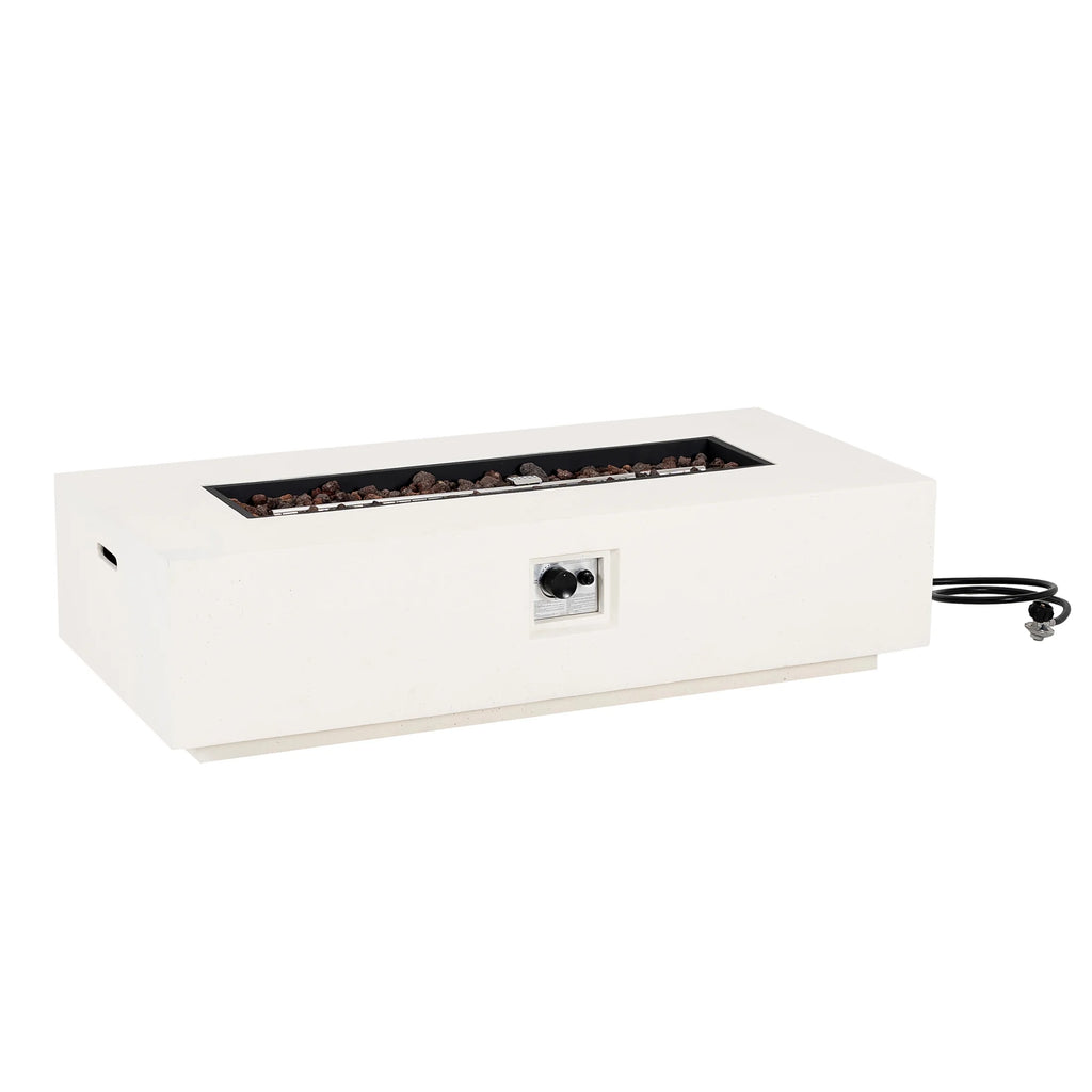 Christopher Knight Home Modern Outdoor 56" Rectangular Propane Fire Pit, 50, 000 BTU, White MGO, (No Tank Cover)
