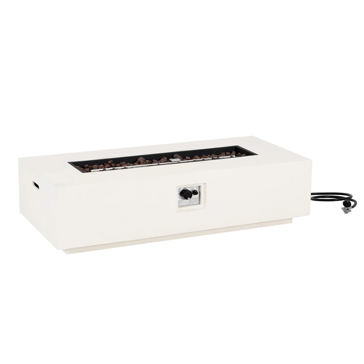 Christopher Knight Home Modern Outdoor 56" Rectangular Propane Fire Pit, 50, 000 BTU, White MGO, (No Tank Cover)