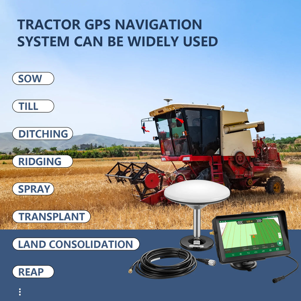 7 in Agricultural Tractor GPS Guidance System High Precision Farming GPS Strong Anti - Interference GNSS Antenna, Suitable for Plowing Sowing Farmland and Weeding Automatic Positioning GPS Navigator