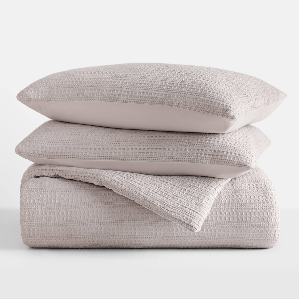 ienjoy Home Waffle Textured 3 Piece Comforter Set All Season Down-Alternative Ultra Soft Bedding - Mauve - Twin