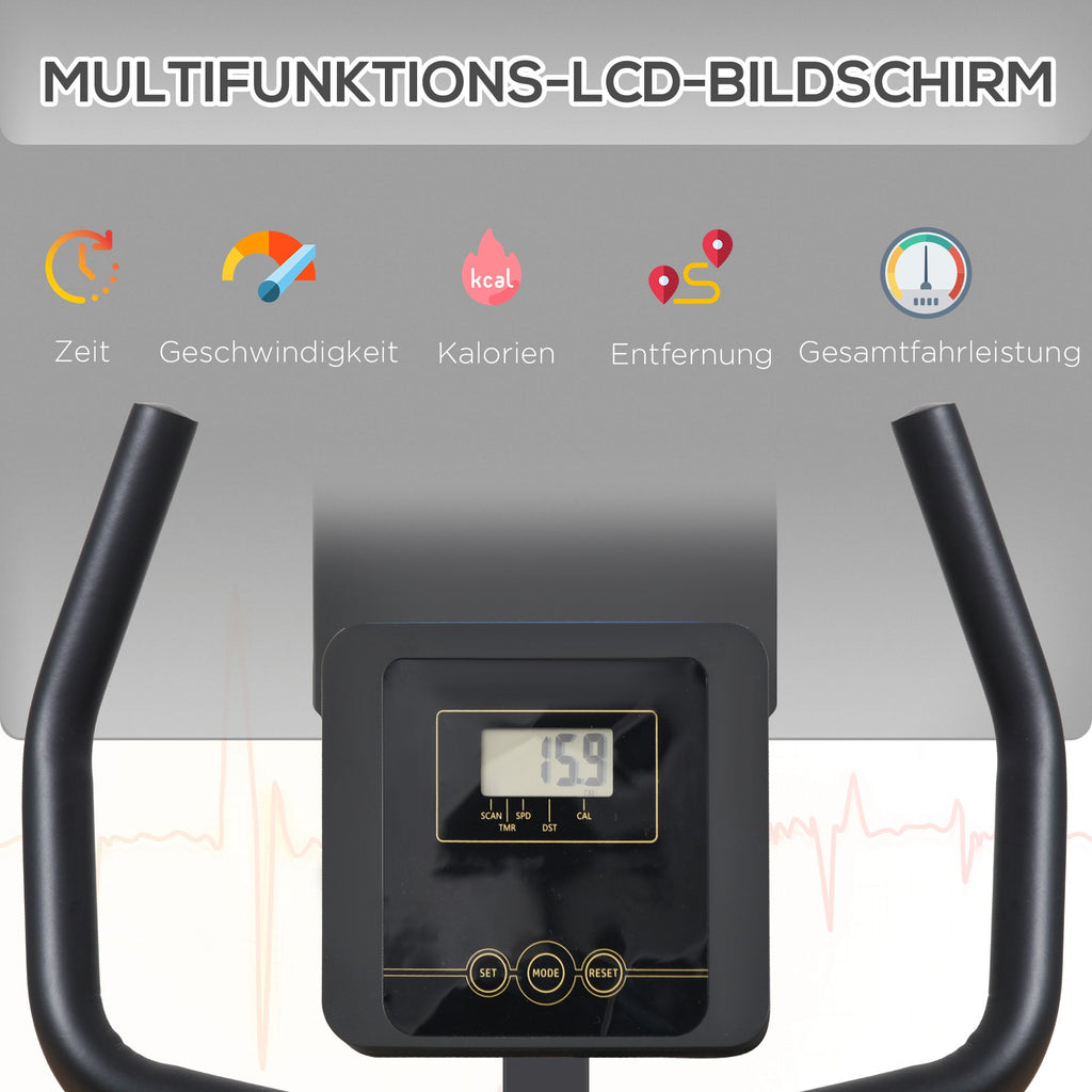 HOMCOM Heimtrainer X-Bike 2-in-1 Fahrradtrainer Trimmrad mit 1 Paar Spannseilen
