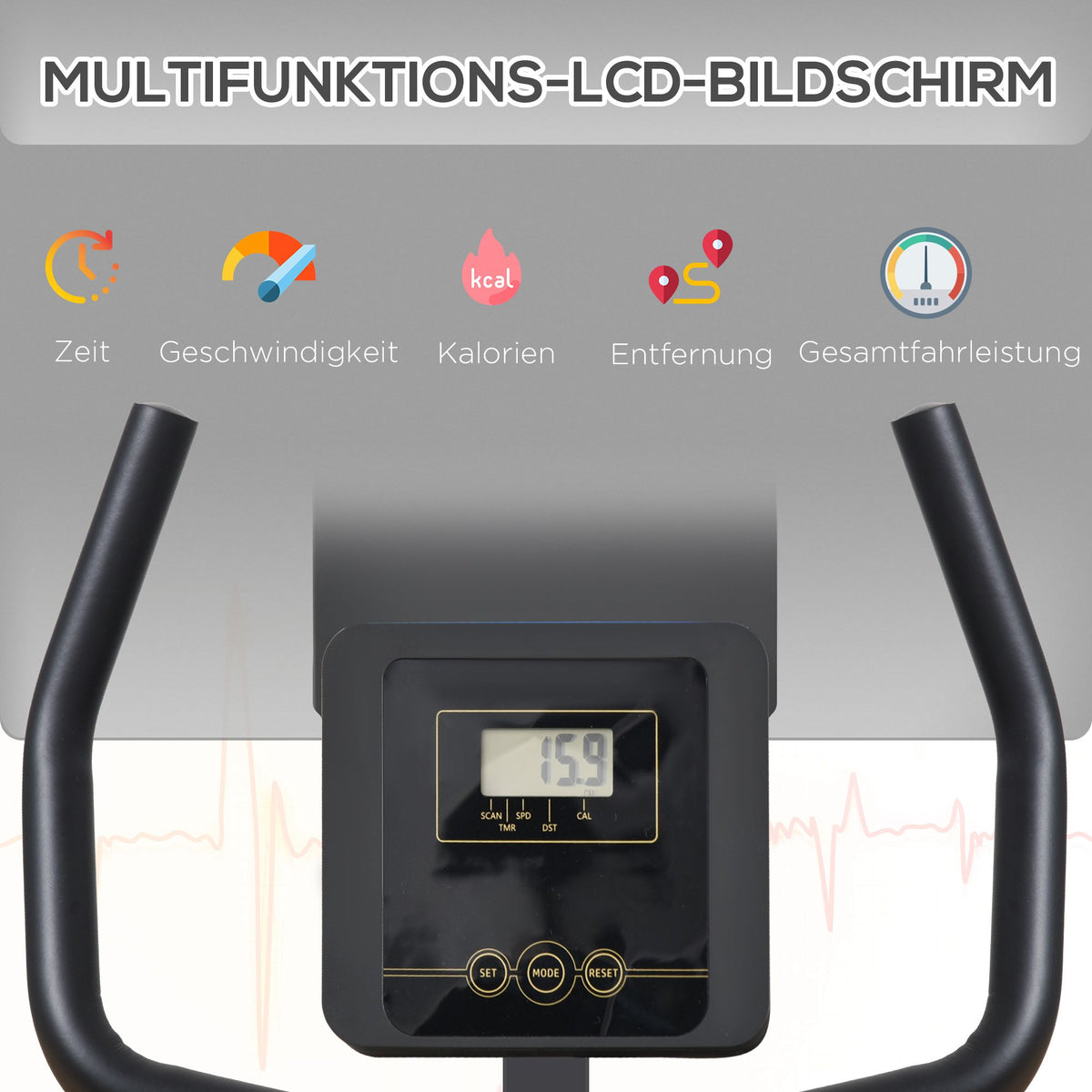 HOMCOM Heimtrainer X-Bike 2-in-1 Fahrradtrainer Trimmrad mit 1 Paar Spannseilen
