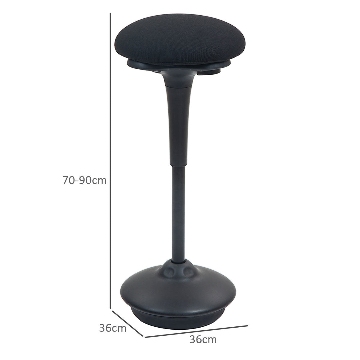 HOMCOM Stehhocker ergonomischer Schwenksitz 360° großer Standfuß 36 x 36 x 70-90 cm schwarz
