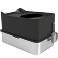 PawHut Edelstahl-Katzentoilette 85L großes Fassungsvermögen halbgeschlossenes Katzenklo, 60 x 40 x 38 cm schwarz