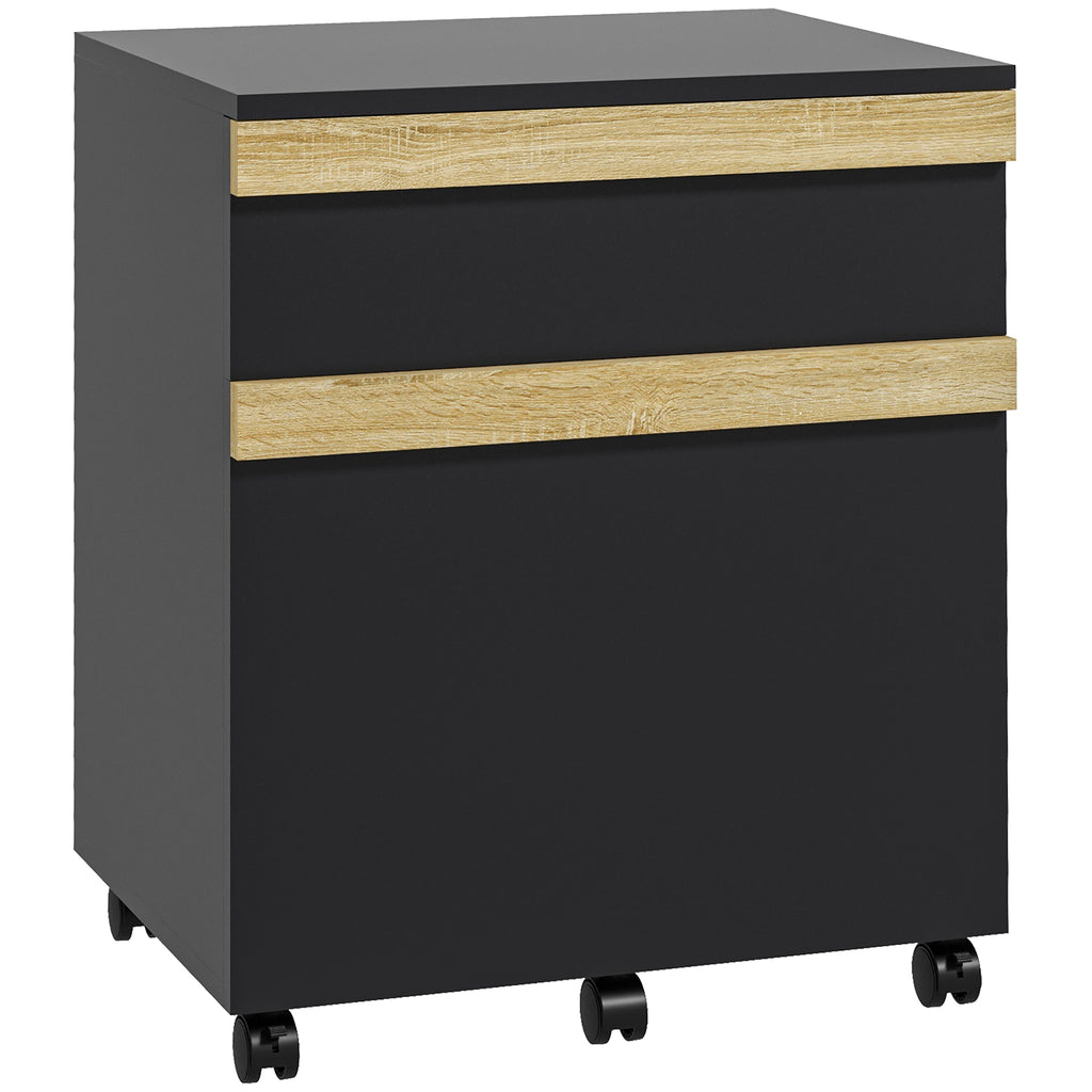 Vinsetto Rollcontainer Büromöbel auf Rollen mit 2 Schubladen Ablagefach für Aktenordner 48 x 40 x 59,5 cm Schwarz