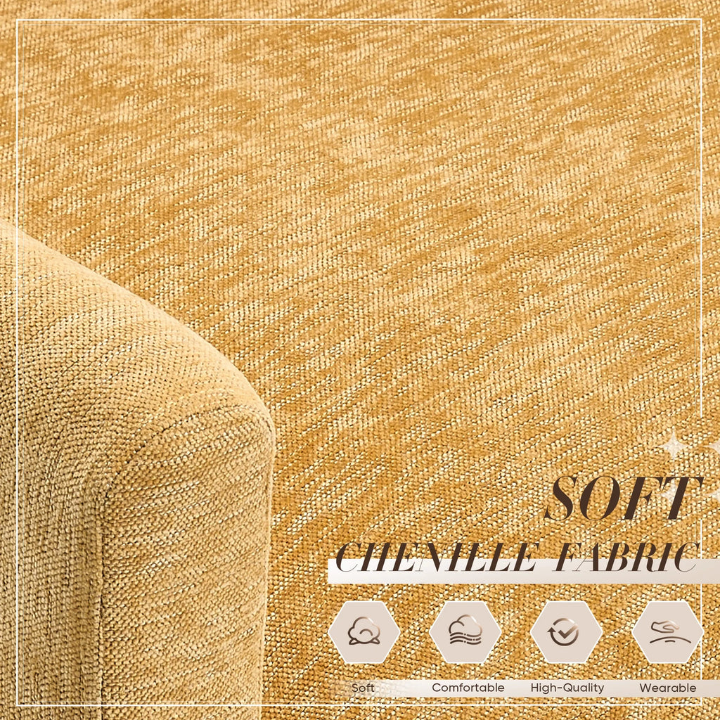 Muumblus Oversized Lounge Chair with Ottoman, Cloud Accent Armchair for Living Room, Beige Chenille