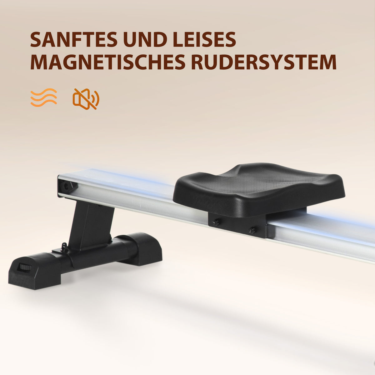 HOMCOM Rudergerät, klappbar, leiser Aluminiumrahmen, LCD-Monitor, 8 Stufen Widerstand, Schwarz/Silber