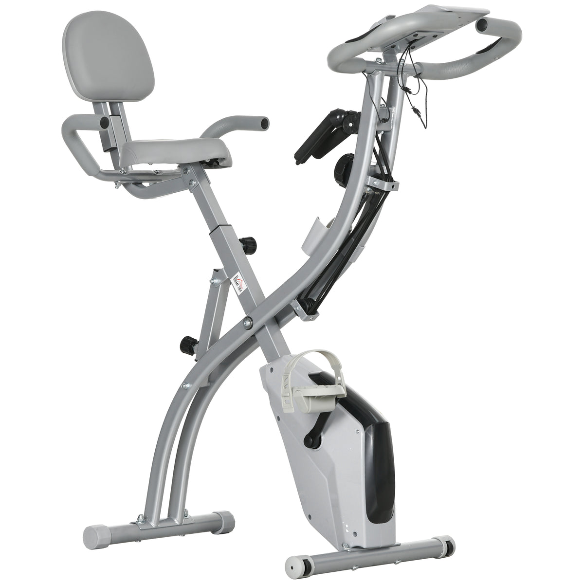 HOMCOM Faltbares Heimfahrrad mit 8 Stufen magnetischem Widerstand, verstellbarem Rückenlehne-Sattel, ergonomischen Griffen Schwarz Silber