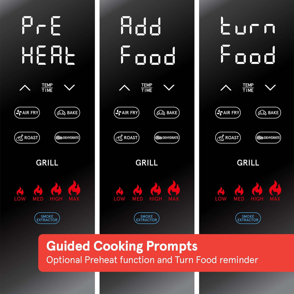 Station Indoor Smokeless Grill with Guided Cooking. Black