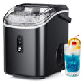 Simzlife Nugget Ice Maker Countertop, 34.9 lb per Day Chewable Pebble Nugget Ice Machine with Touch Screen for Home, Kitchen, Office, Stainless Steel, Black