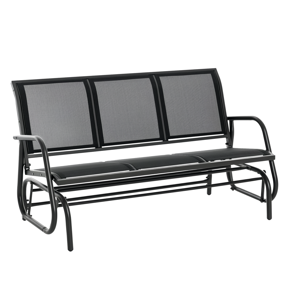 Outsunny 3-Sitzer Schaukelstuhl Gartenbank mit Schaukelmechanismus Gartenschaukel Sitzbank aus Metall Parkbank bis 300 kg belastbar Gartenmöbel für Garten, Terrasse, 147 x 70 x 85 cm Dunkelgrau
