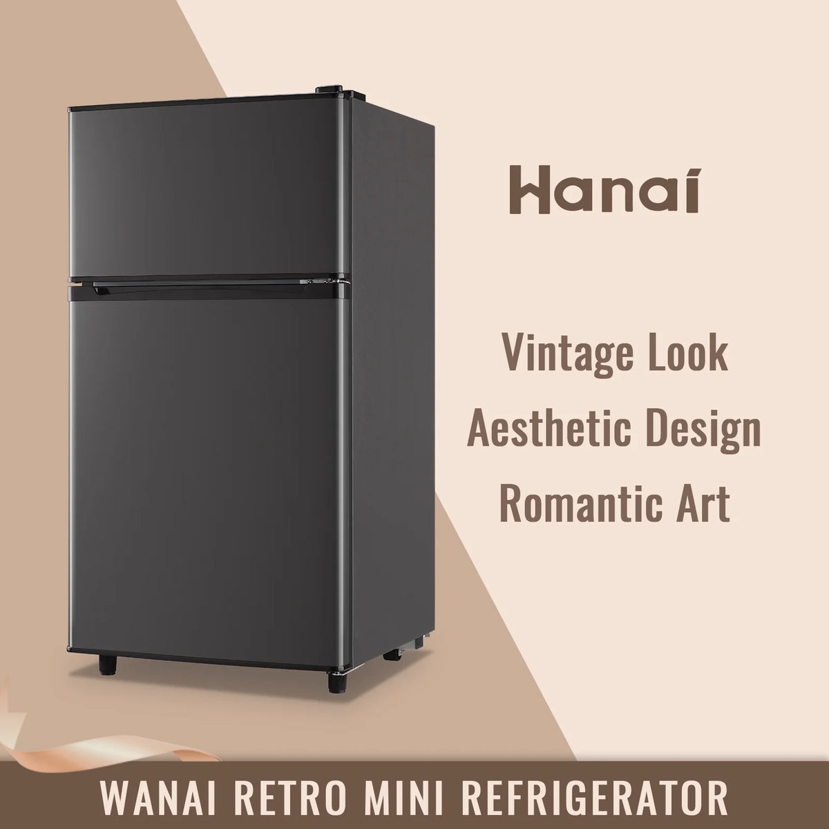 WANAI 3.5 Cu.ft Fridge with Freezer 2 Door Compact Refrigerator Adjustable Thermostat Silver New