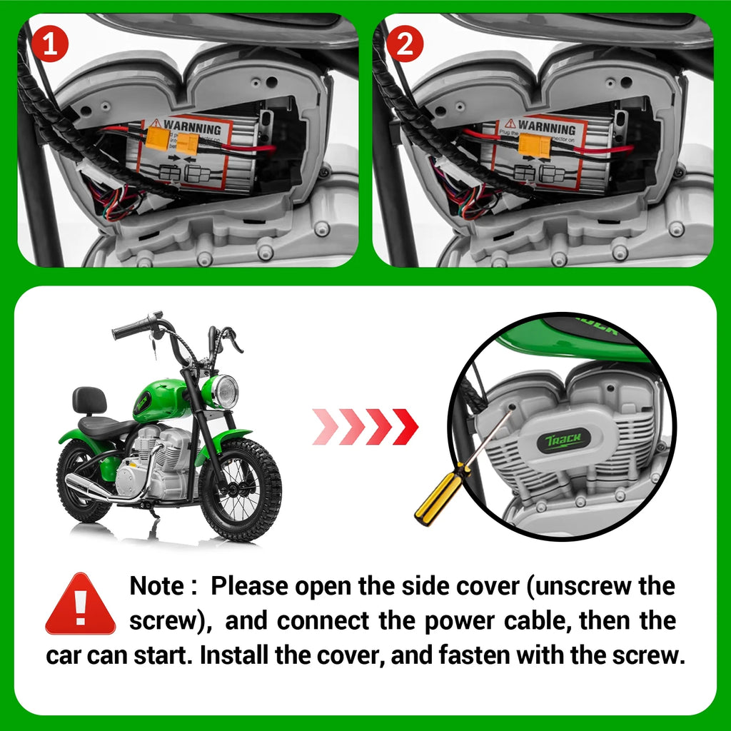 Track 7 36V Electric Dirt Bike for Kids, 350W Ride on Motorcycle with Twist Grip Throttle, Hand - Operated Brakes, Key Start, Off - Road Motocross Speed up to 15 Mph, Age 8+, White