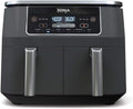 Ninja DZ201 Foodi 8 Quart 6 - in - 1 Dualzone 2 - Basket Air Fryer with 2 Independent Frying Baskets, Match Cook & Smart Finish to Roast, Broil, Dehydrate & More for Quick, Easy Meals, Grey