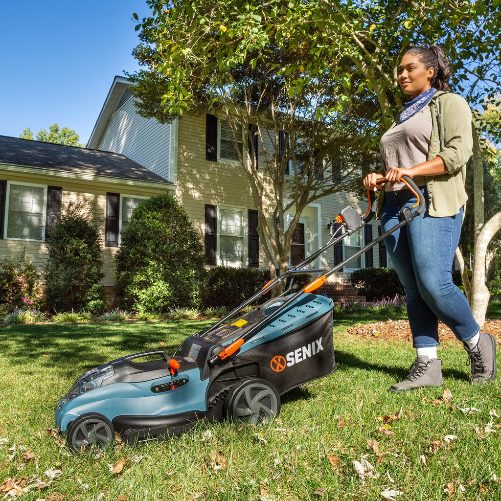 SENIX 40V Brushless 18in Deck Battery Lawn Mower, 17in Cutting Blade, 2 - in - 1 Mulching & Bagging Cordless Push Mower, 6 - Position Adjustment, LPPX2 - M5