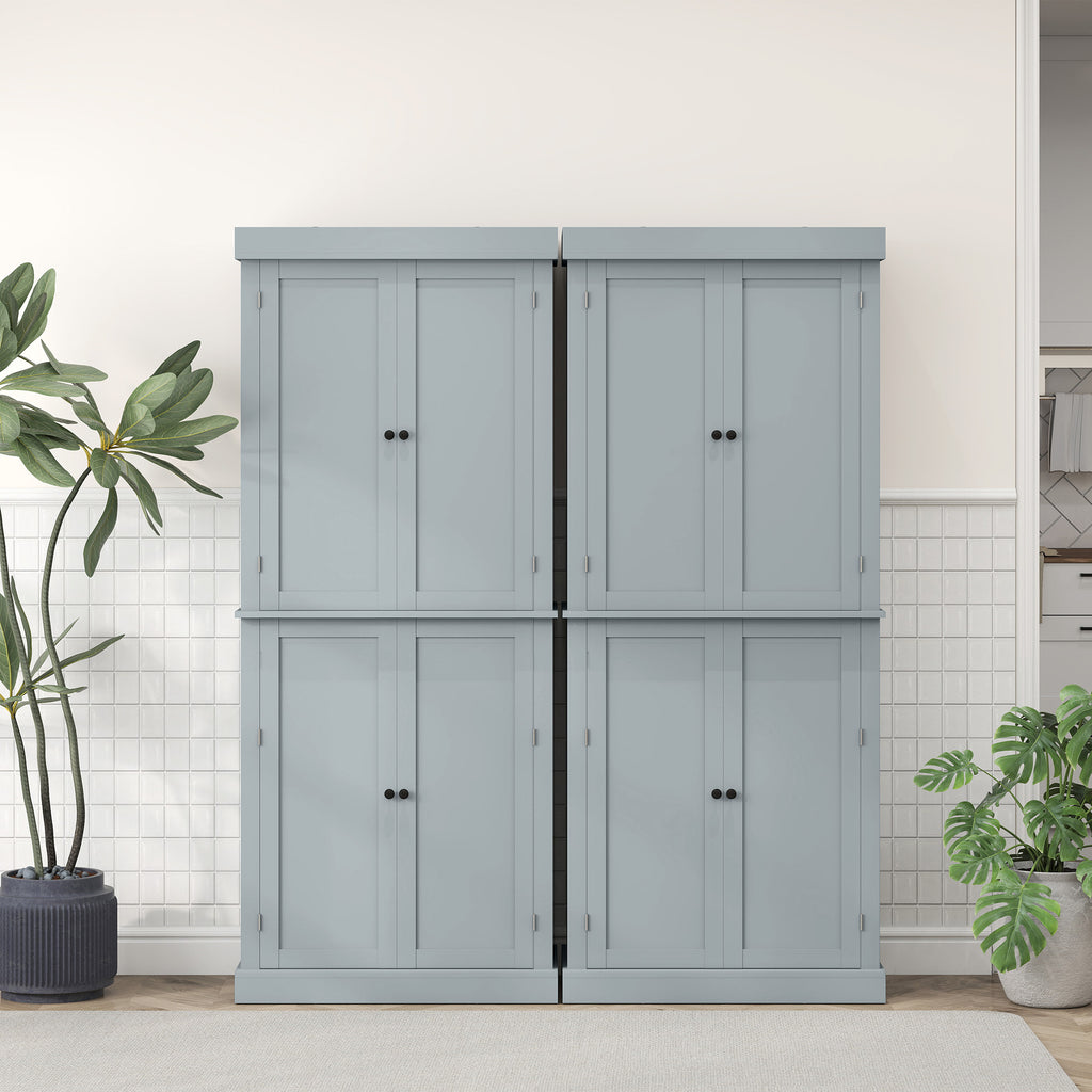 HOMCOM Küchenschrank Buffetschrank moderner Stil mit Schränken, verstellbaren Regalen, 76 x 40,5 x 184 cm, Grau