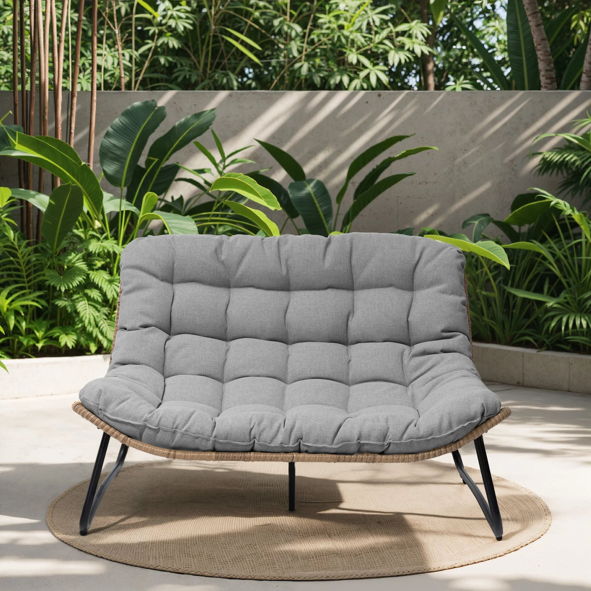 Crestlive Products Patio Loveseat, All - Weather Rattan Large Furniture with Soft Cushions, Outdoor Loveseat for Balcony, Poolside, Backyard (Beige)