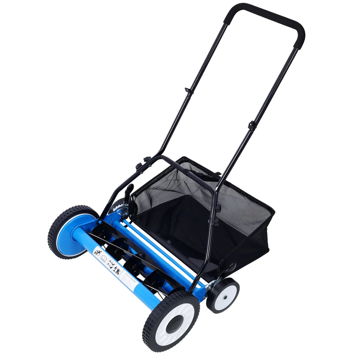 20 - Inch 5 - Blade Push Reel Lawn Mower with Grass Catcher 4 WHEELS BLUE COLOR