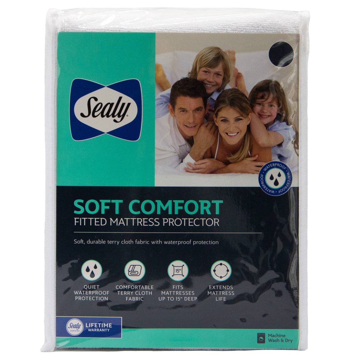 Sealy Soft Comfort Fitted Mattress Protector - White - Queen
