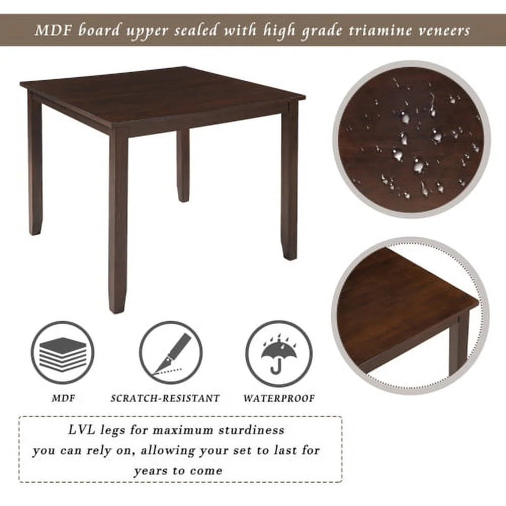Harper & Bright Designs 5 Pieces Wooden Round Dining Table and Chair Set with Special - Shaped Legs and an Exquisitely Designed Hollow Chair Back for Dining Room