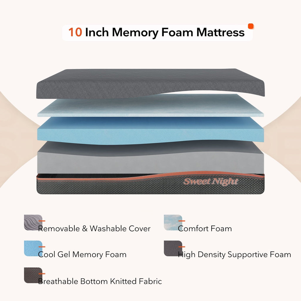 10 inch Queen Gel Memory Foam Mattress in a Box. Queen Size