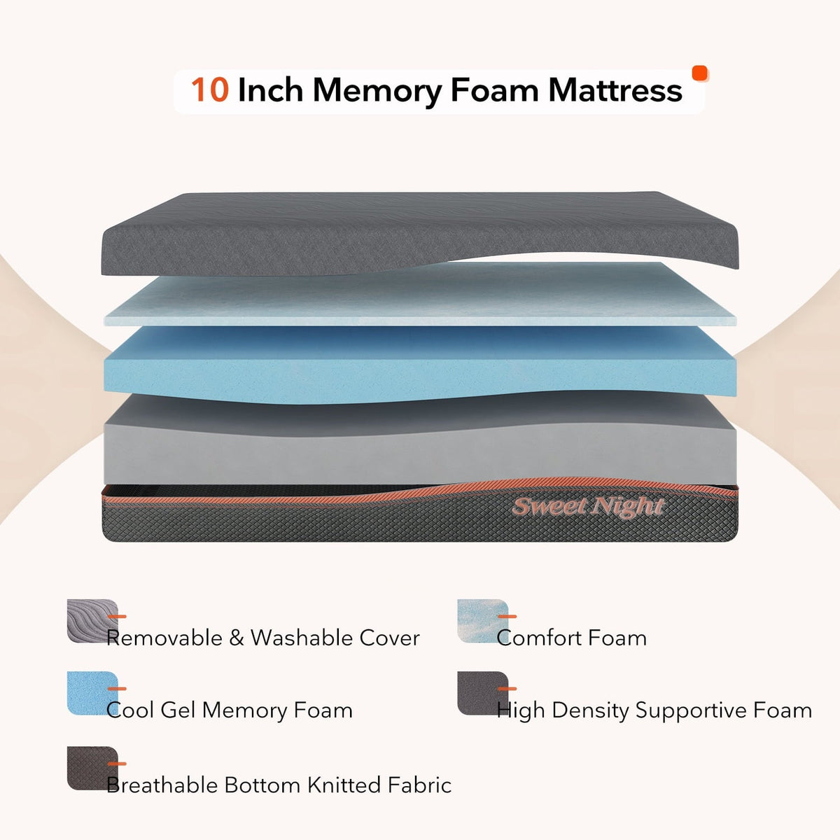 10 inch Queen Gel Memory Foam Mattress in a Box. Queen Size