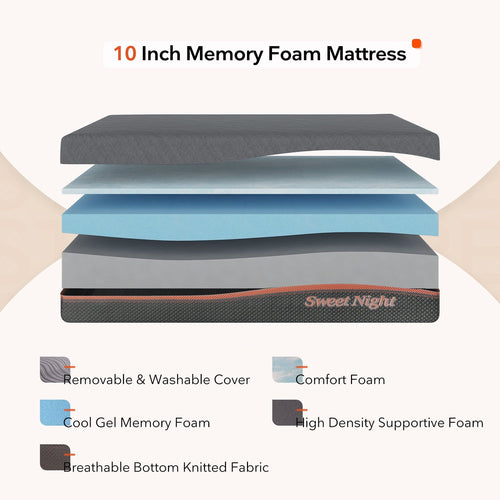 10 inch Queen Gel Memory Foam Mattress in a Box. Queen Size