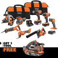 18V Cordless 8-Tool Combo Kit with (3) Batteries. Charger. and Bag with 18V Belt Sander