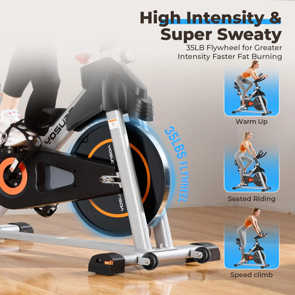 YOSUDA Exercise Bike Stationary Indoor Cycling Bike for Home 300 lb Weight Capacity, Comfortable Seat Cushion and LCD Monitor