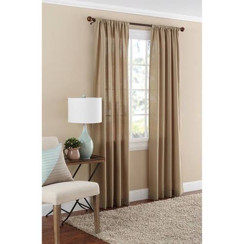 Mainstays Textured Solid Curtain Panel, Taupe